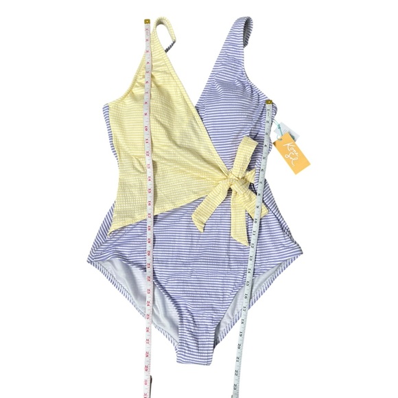 Kona Sol Yellow and Blue Striped One Piece Swimsuit - Picture 6 of 11